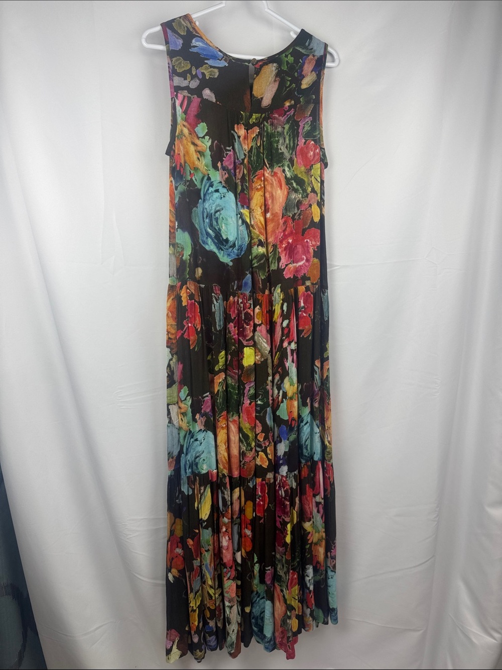 Soft Surroundings Rosalie Maxi Dress Brown Watercolor Floral Size M - Picture 4 of 11